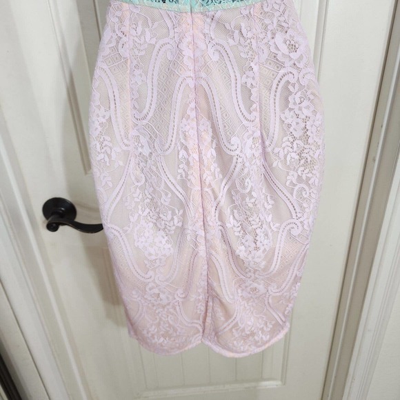 House of CB Womens Dress Alvaro Pink Purple Pastel Floral Lace Halter Bodycon S - Picture 8 of 10